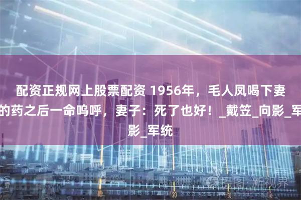 配资正规网上股票配资 1956年，毛人凤喝下妻子的药之后一命呜呼，妻子：死了也好！_戴笠_向影_军统
